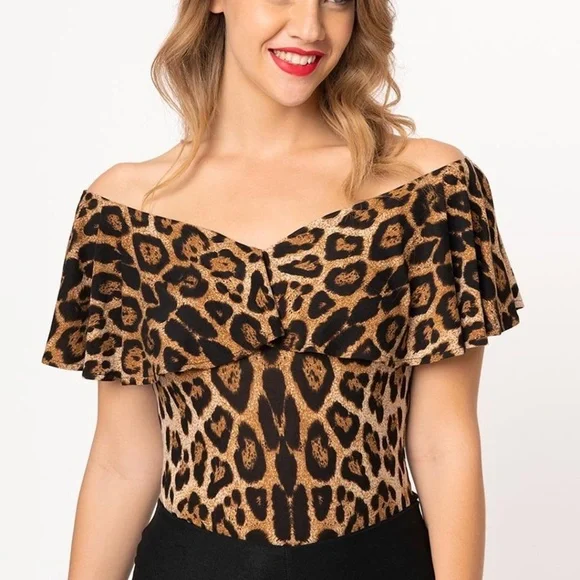 Unique Vintage Tops Nwt Unique Vintage 95s Leopard Print Off